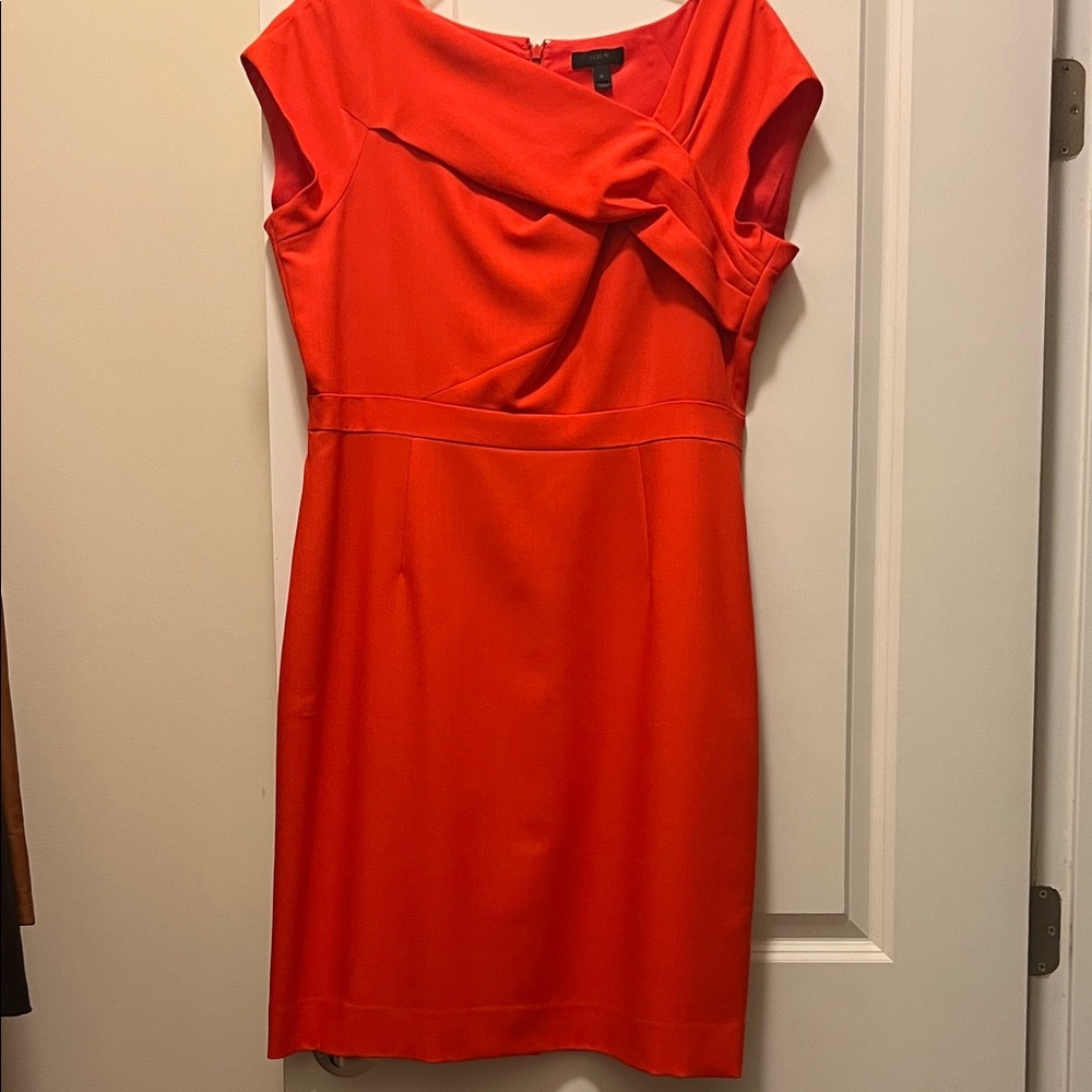 Elegant Orange Lightweight Wool Dress